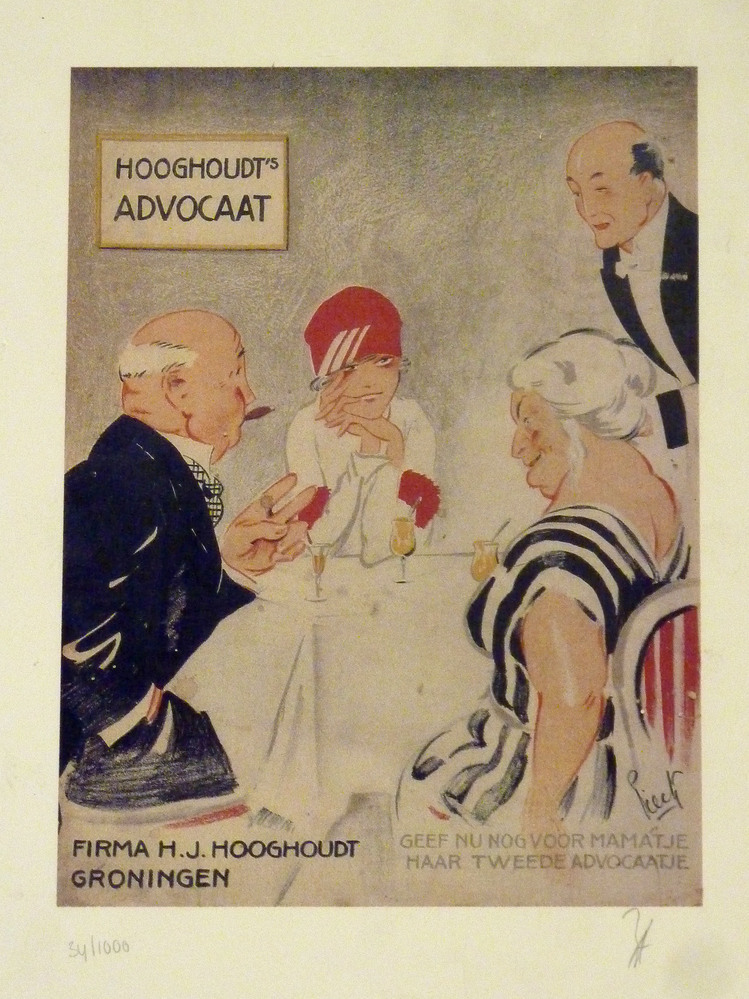 Hooghoudt's advocaat Firma H.J. Hooghoudt Groningen Pieck geef nu nog voor mamatje haar tweede advocaatje (toevoeging met potlood linksonder 34 / 1000)